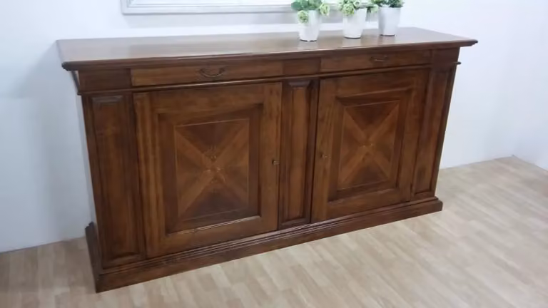 Madia credenza in legno stile arte povera Mobili 2G color noce L: 213 cm, P: 55 cm, H: 110 cm