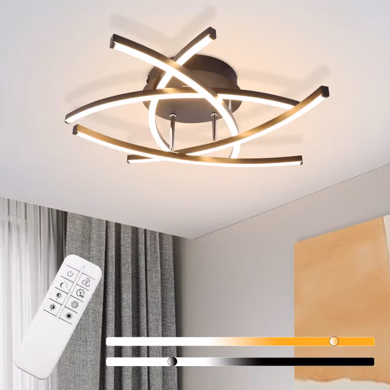 Lampada a soffitto LED ZMH, 32W, dimmerabile, ideale per la cucina, colore nero, con telecomando. Lampada per soggiorno, realizzata in metallo, adatta anche per la camera da letto, il corridoio e le lampade a soffitto per la cameretta dei bambini