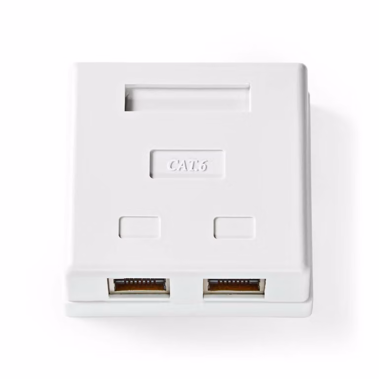 Scatola di rete a muro | A parete | Porta/e a 2 porte | STP CAT6 | Dritto | Femmina | Placcato oro | PVC | Bianco | Busta