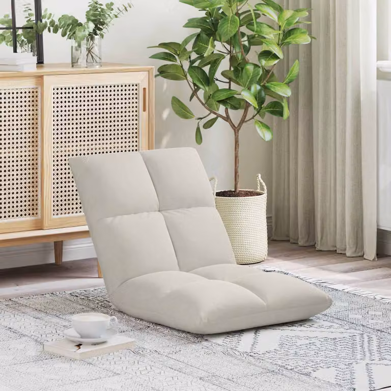 Sedia a pavimento regolabile vidaXL in velluto beige