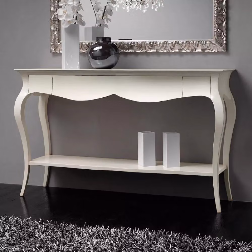 Consolle shabby chic in legno massello bianco Mobili 2G L/P/H: 165 x 46 x 100 cm – 2