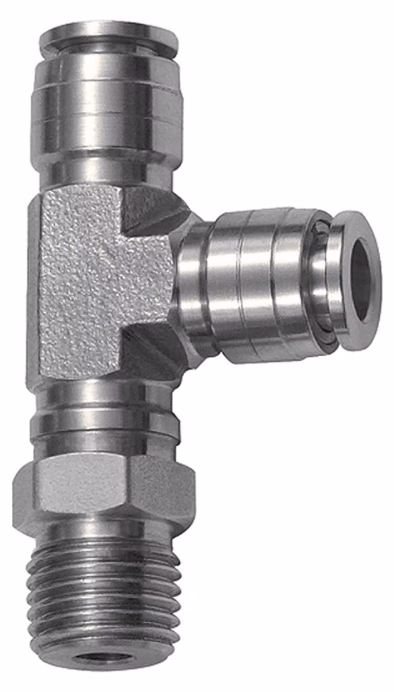 Raccordo a T Riegler push-in, a L, girevole, R 1/4 a., tubo Ø 10, ES