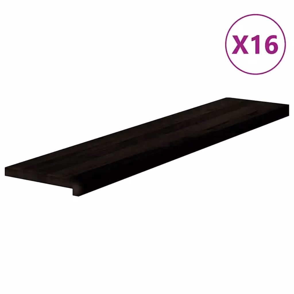 Set di 16 gradini in legno massello di rovere marrone scuro vidaXL L 120 cm, P 30 cm, H 2 cm – 2