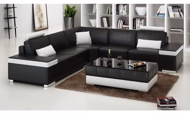 L-Form Ledersofa Polster Sitz Couch Garnitur Ecksofa Sofa Couch Wohnlandschaft