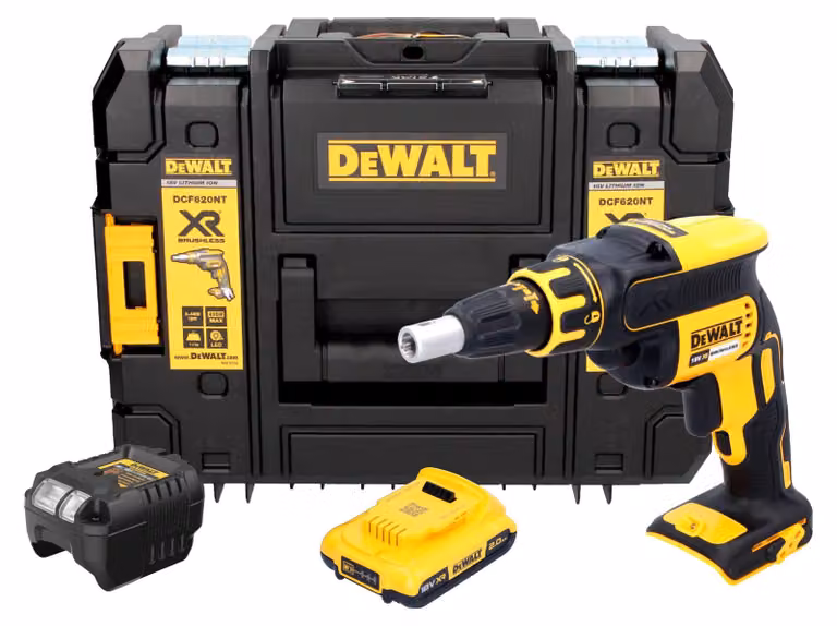 Avvitatore a batteria per cartongesso DeWalt DCF 620 D1T 18 V 30 Nm senza spazzole + 1x batteria ricaricabile 2,0 Ah + caricatore + TSTAK