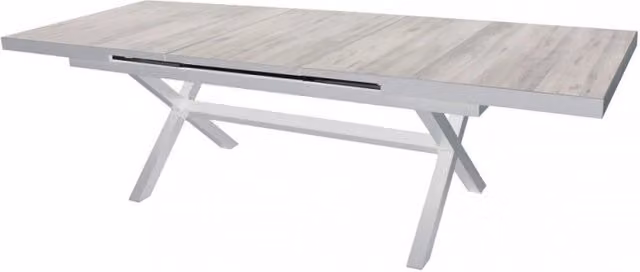 Tavolo da giardino estensibile Cosma con piano in ceramica bianco e struttura in alluminio verniciato a polvere L: 200-260 cm x P: 100 cm