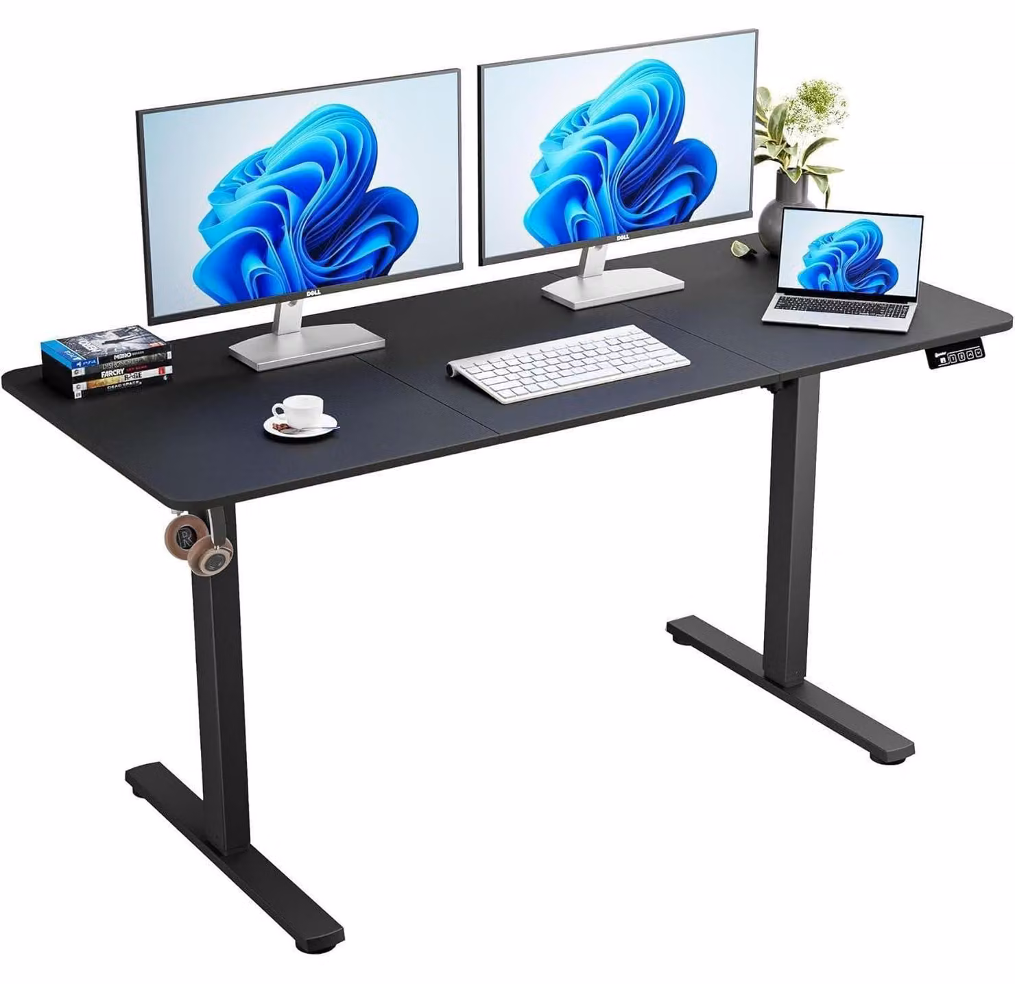 Scrivania regolabile in altezza elettricamente, dimensioni 140x60 cm, colore nero