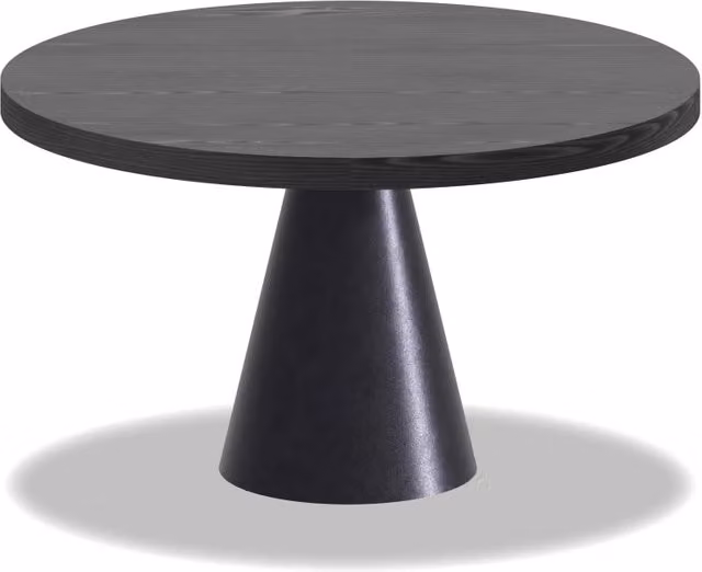 Artù Black - Tavolo da pranzo rotondo ⌀ 120 cm in legno laminato con base a cono in metallo, top nero
