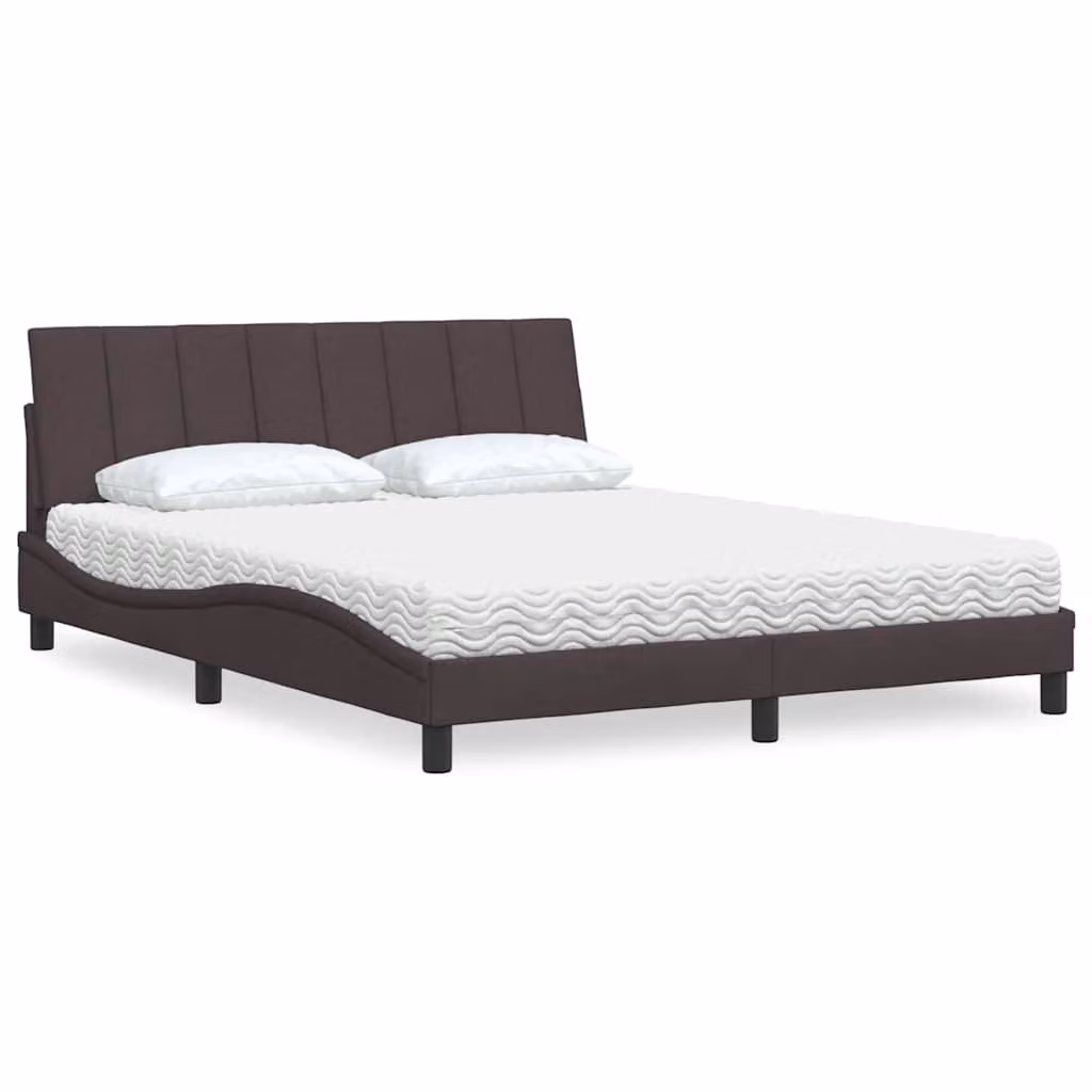 Letto con Materasso Hanko vidaXL in Tessuto Marrone e Bianco L/P/H: 160 x 200 cm – 1