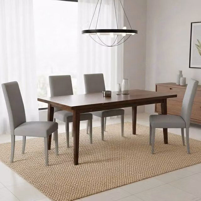 Set di 4 sedie DMORA in tessuto grigio e legno laccato per cucina e soggiorno – 1
