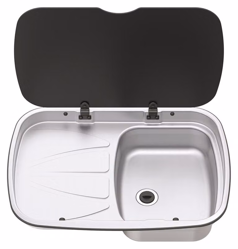 Lavello in acciaio inossidabile con sgocciolatoio, L 630 x P 470 mm, 9,5 litri