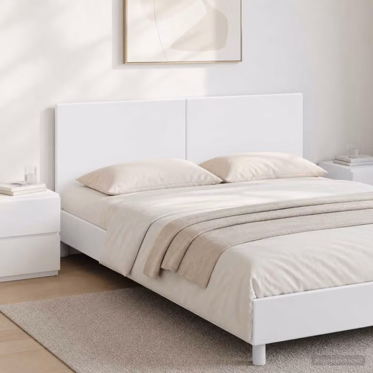 Testiera da muro moderna vidaXL BREDA in legno ingegnerizzato bianco con design a righe L: 142,0 cm, H: 50,0 cm, P: 12,4 cm