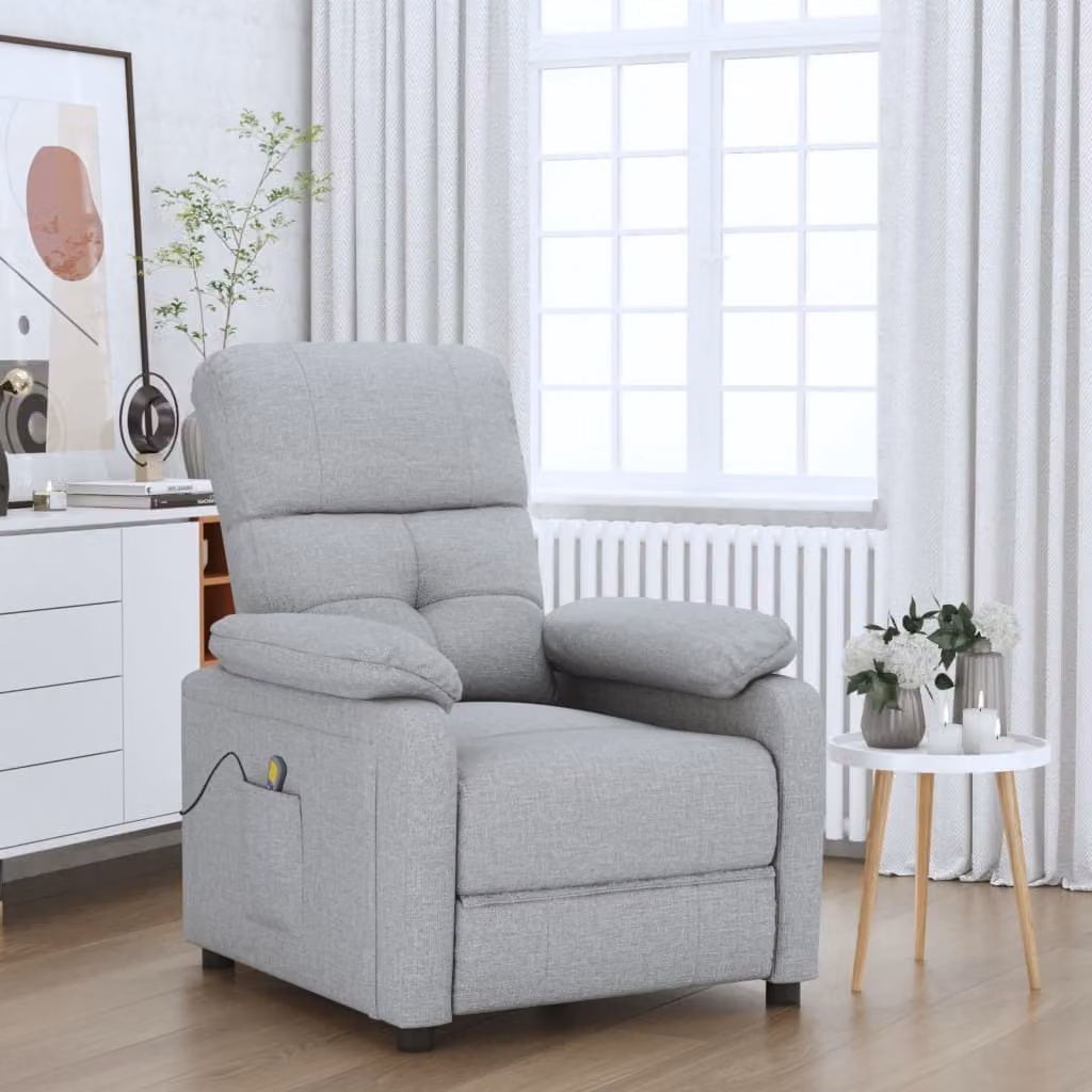 The Living Store poltrona massaggiante in tessuto grigio chiaro
