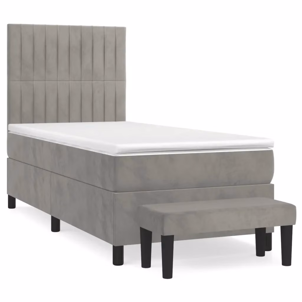 Letto Ibrido con Giroletto a Molle e Materasso vidaXL in Velluto Grigio e Bianco L/P/H: 203 x 80 x 128 cm – 2