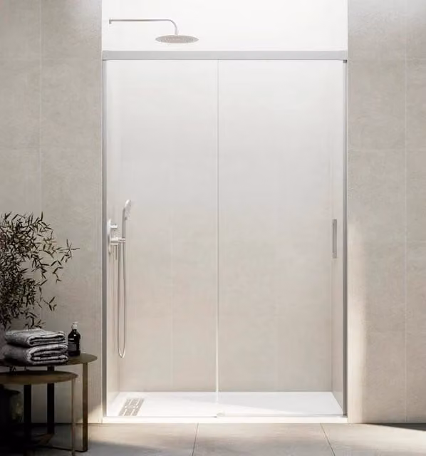 Box doccia frontale BASIC 1 fisso + 1 scorrevole 180-190 cm (66-71) nichel vetro trasparente