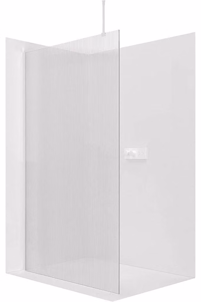 Pannello doccia angolare Walk-in Onyx Top Round, 8 mm, montaggio a sinistra/destra, supporto rotondo, bianco opaco, vetro smerigliato, 160x200 cm