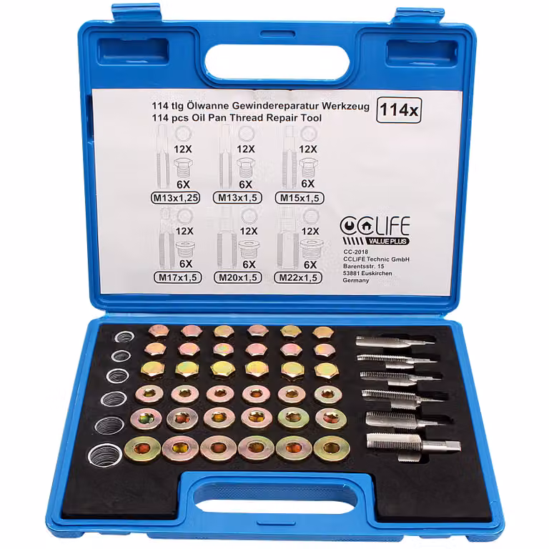 CCLIFE Tappo di scarico dell'olio Vite della coppa dell'olio Riparazione della filettatura M13 M15 M17 M20 M22