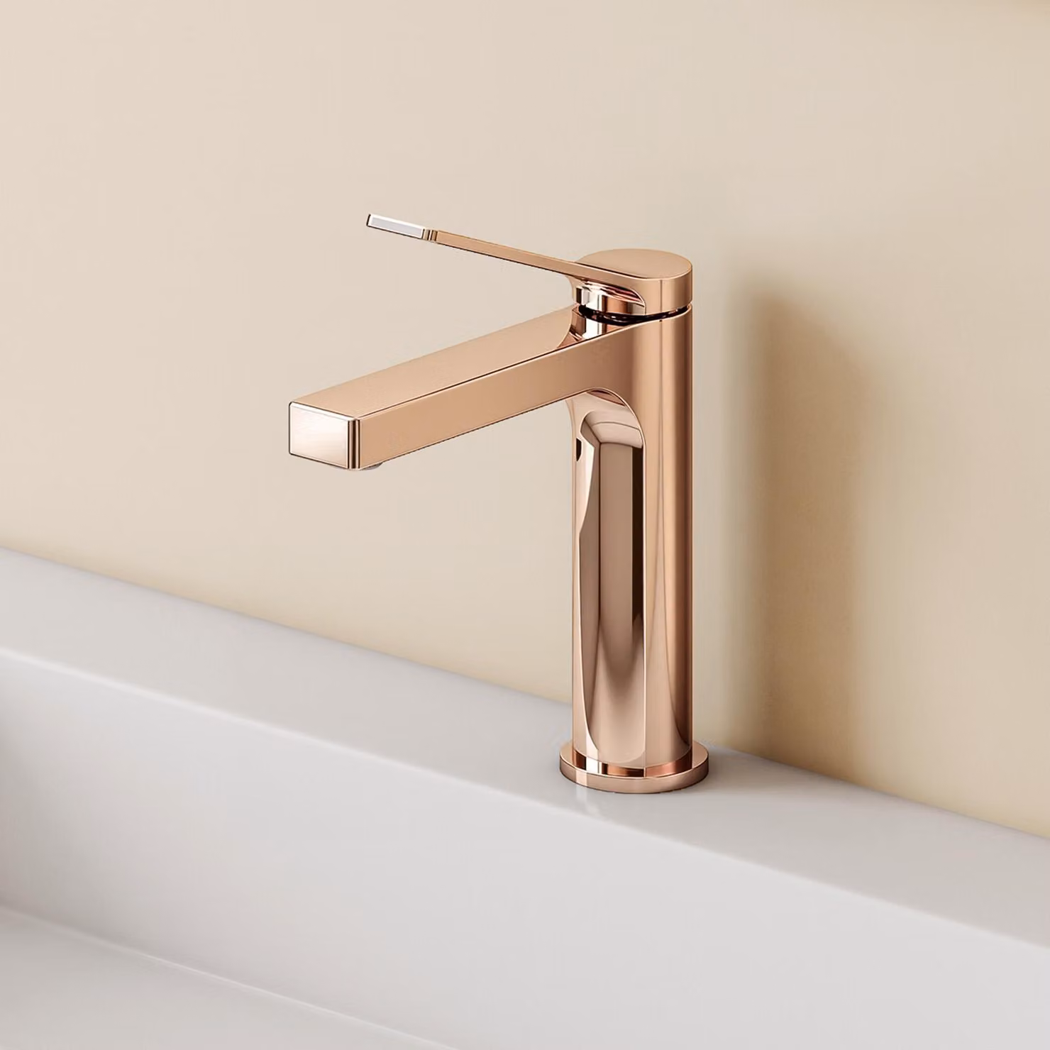 EMKE Rubinetto bagno oro rosa 195x173x46mm, ottone, cartuccia in ceramica, miscelatore bagno, miscelatore lavabo, miscelatore lavabo