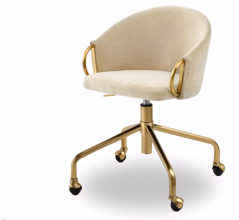 Sedia girevole di design FINBAR - crema / oro