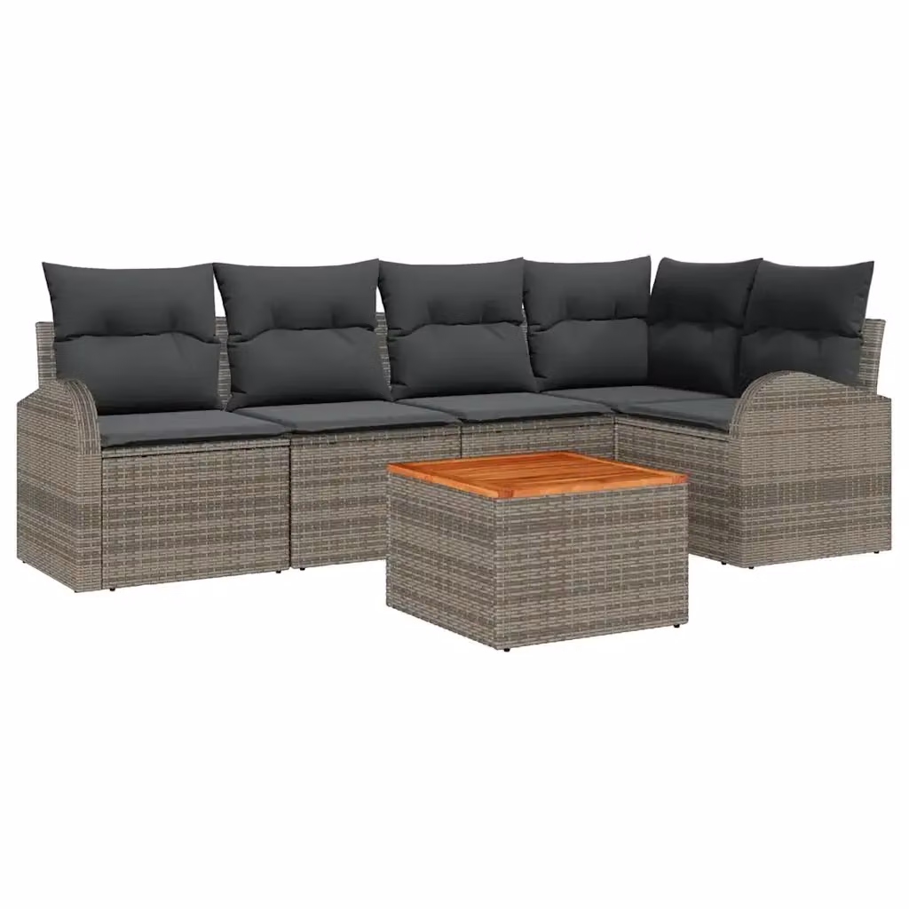 Set Divano da Giardino a L vidaXL in Polyrattan Grigio con Tavolino e Cuscini – 2