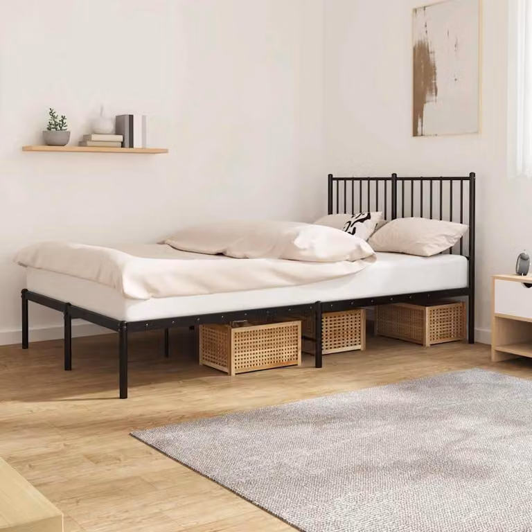 vidaXL Giroletto con Testiera in Metallo Nero L: 120 cm, P: 200 cm
