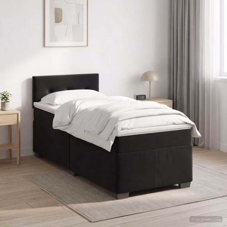 Maison Exclusive - Letto boxspring con materasso nero 100 x 200 cm in velluto