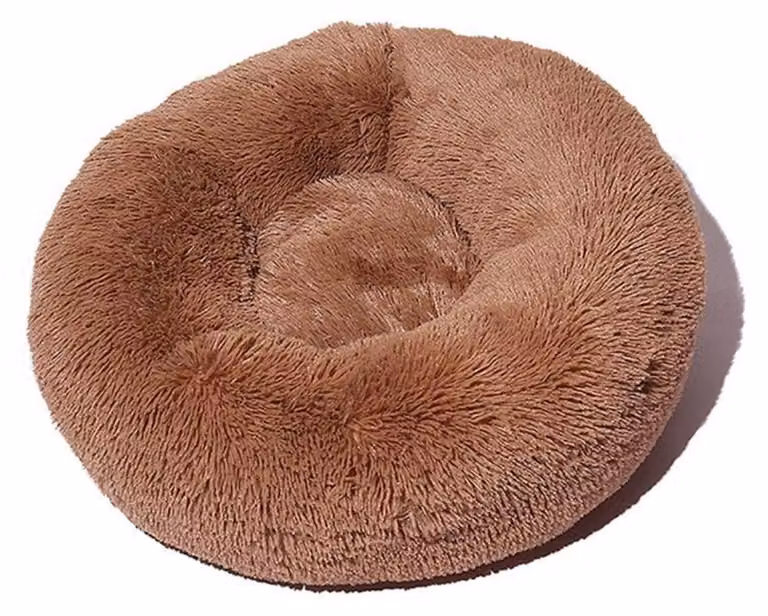 Cuccia per cani, cuccia per gatti, morbida, rotonda, in peluche, 80 cm, colore kaki chiaro