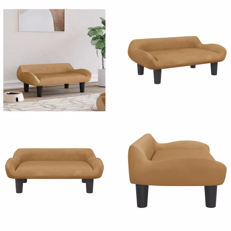 vidaXL Letto per cani marrone 70x40x24 cm in velluto - letto per cani - letti per cani - divano per cani - divano per animali domestici