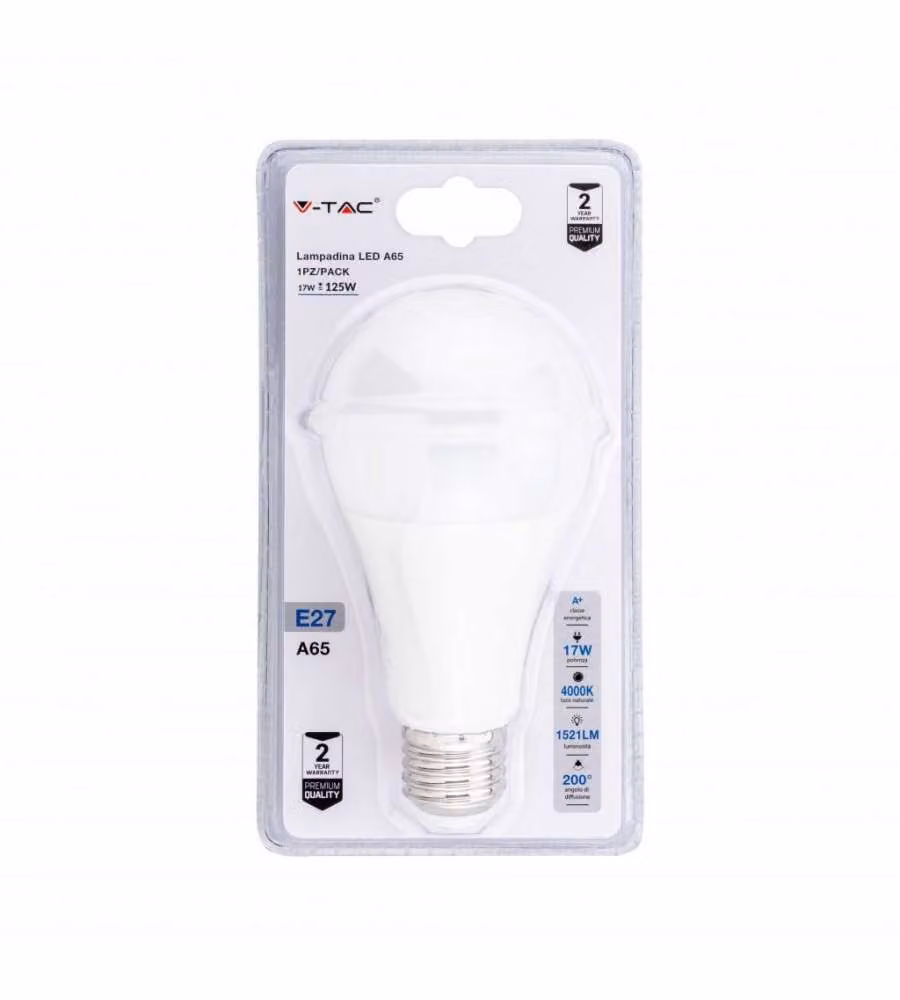 Lampadina LED E27 17W A65 4000K (Blister 1 Pezzo)