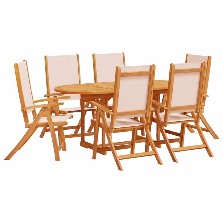 Set Pranzo da Giardino 7pz Legno Massello di Acacia e Textilene