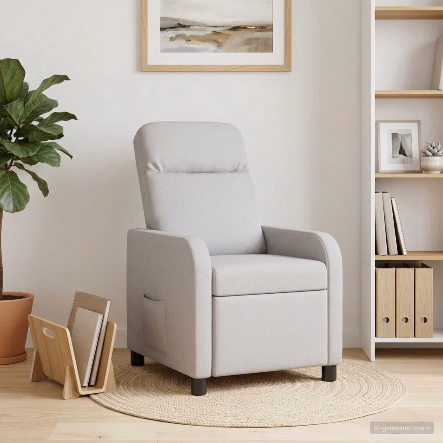 vidaXL Poltrona reclinabile moderna Grigio con braccioli e struttura in legno e metallo
