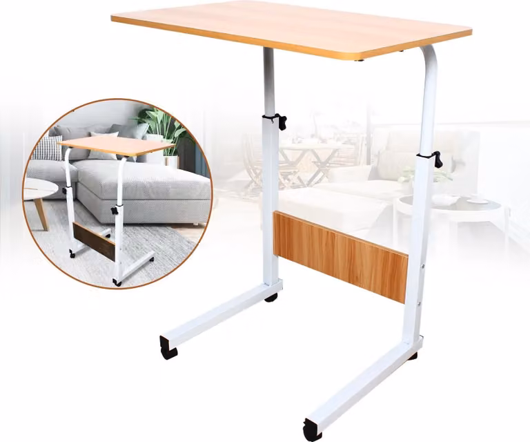 Tavolo per laptop / scrivania per computer - Scrivania a L - Con rotelle - Struttura in metallo e ferro - Necessario il montaggio - Per la scuola e l'ufficio
