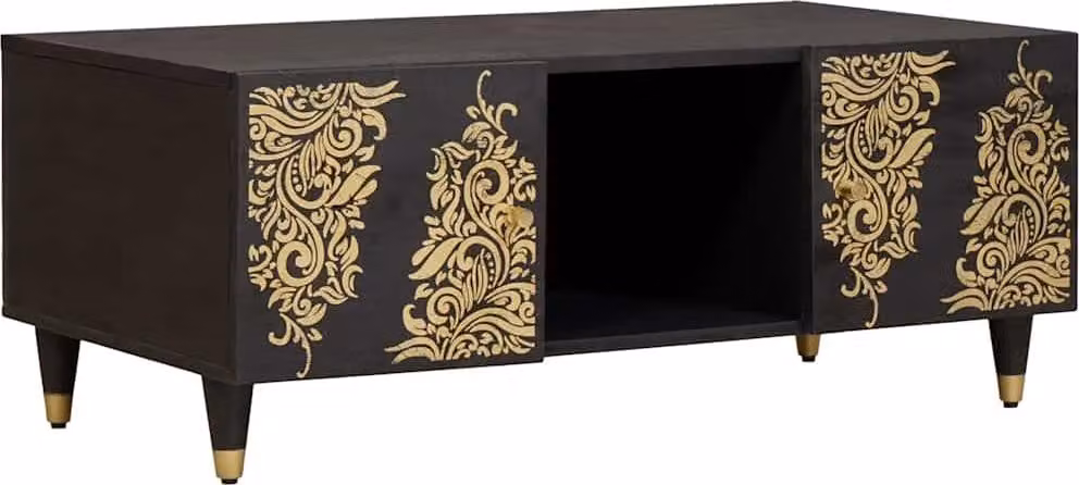 Maison Exclusive - Tavolino nero, dimensioni 100 x 54 x 40 cm, in legno massello di mango