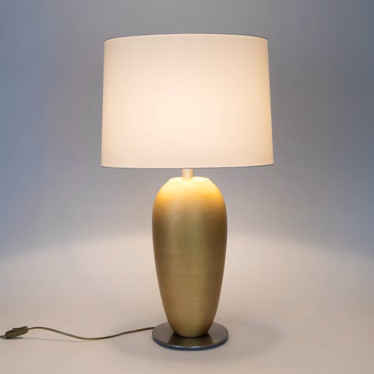 Holländer Lampada da tavolo OMEGA OVAL, Ottone / Oro, Soggiorno / Sala da pranzo, Ceramica, Lampada da tavolo