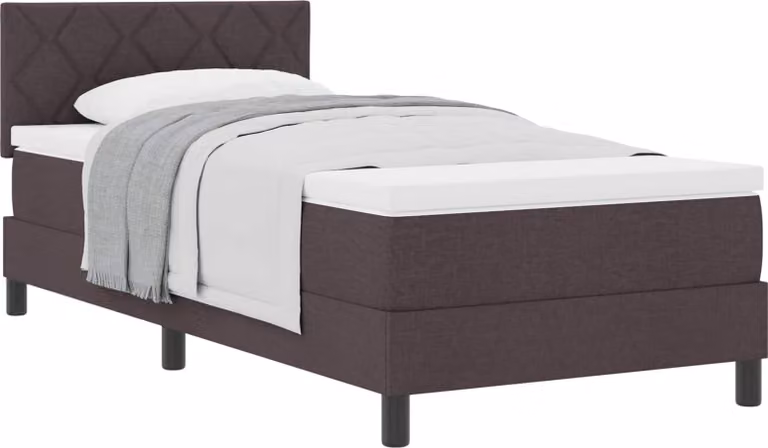 Letto a molle con testiera Marrone Scuro 90 x 190 cm Tessuto