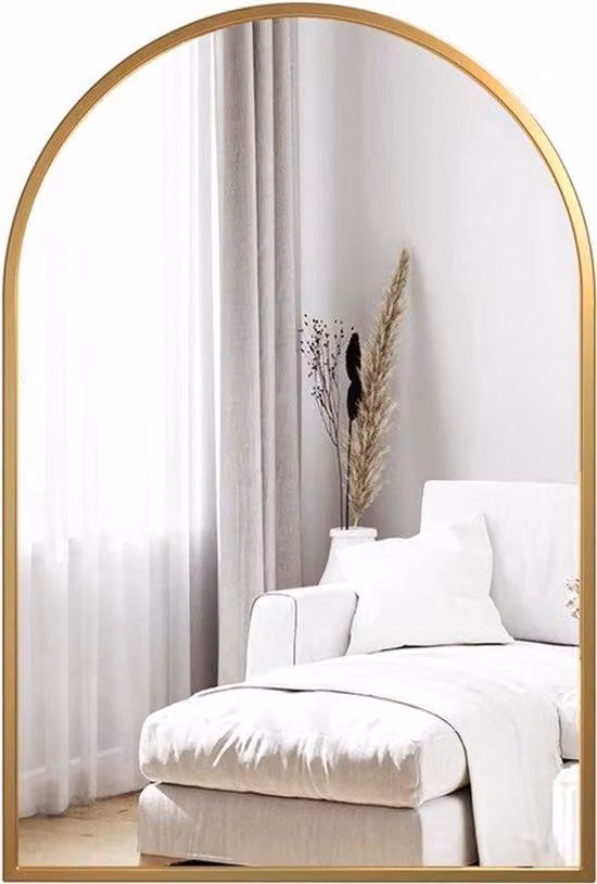 Specchio da trucco in vetro temperato con cornice in alluminio - Rettangolare, 90x60 cm - Specchio da parete e da tavolo