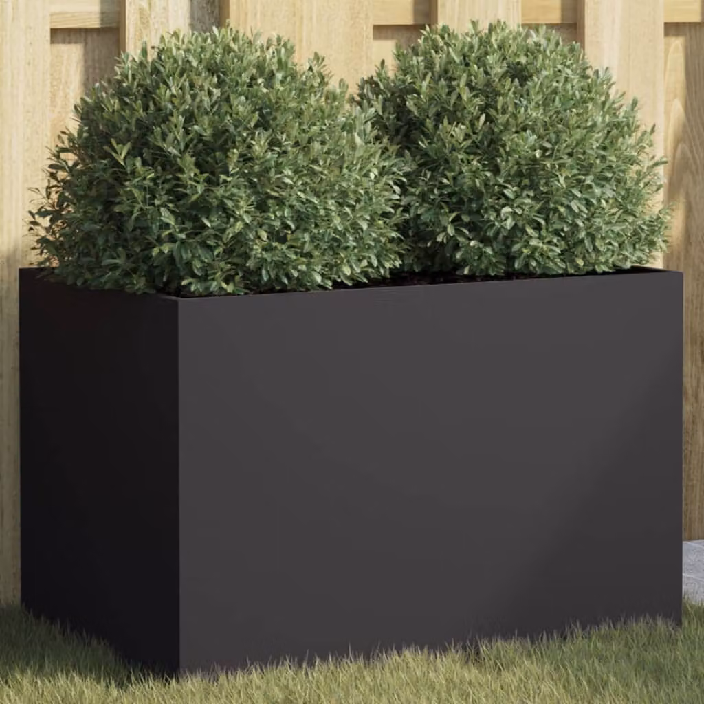 Fioriera vidaXL in acciaio nera L: 62 cm, P: 30 cm, H: 29 cm
