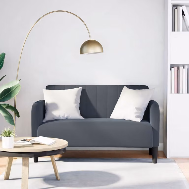 vidaXL Divanetto in Velluto Grigio con Struttura in Legno e Plastica L: 109 cm, P: 68 cm, H: 74 cm