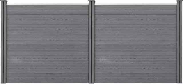Recinzione per la privacy da giardino in legno composito WPC grigio con 4 pali, L: 314 cm, H: 165 cm