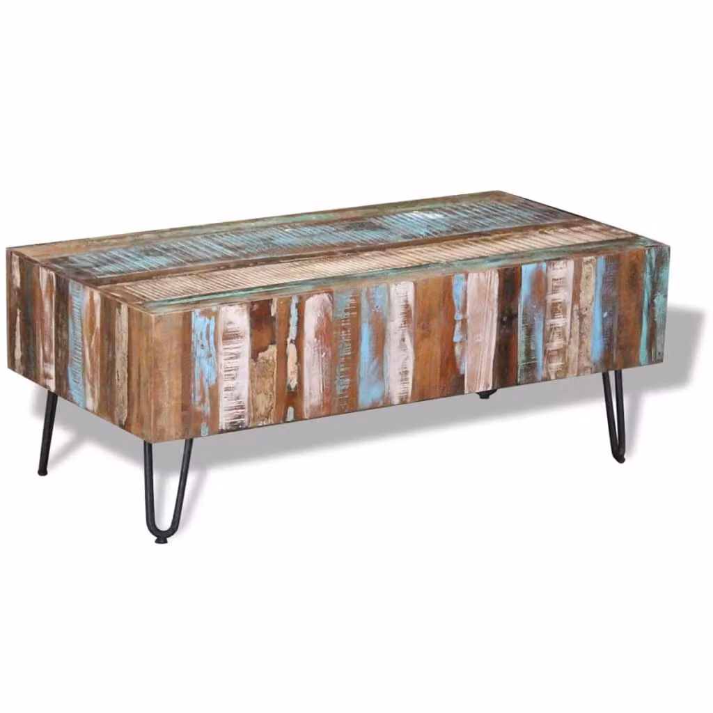 vidaXL Tavolino in legno massiccio antico 100x50x38 cm