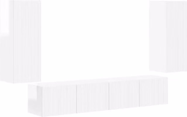 Set di Mobiletto da TV a Parete 4 pz | Armadietto TV | Mobile Porta TV Bianco Lucido