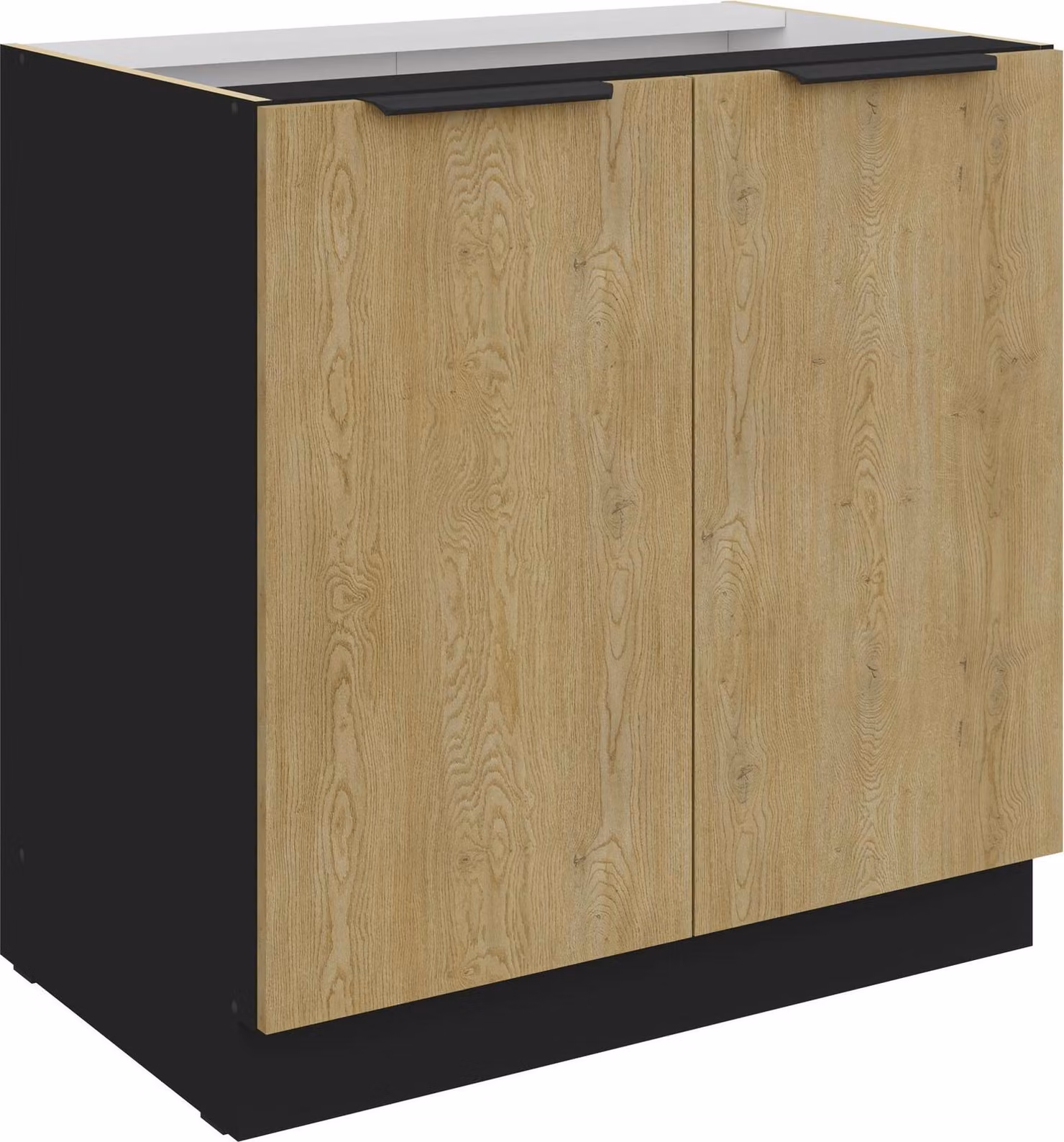 Mobile base da cucina 80 cm CREMONA, rovere chiaro + nero opaco, cucina, angolo cottura, blocco cucina, cucina componibile
