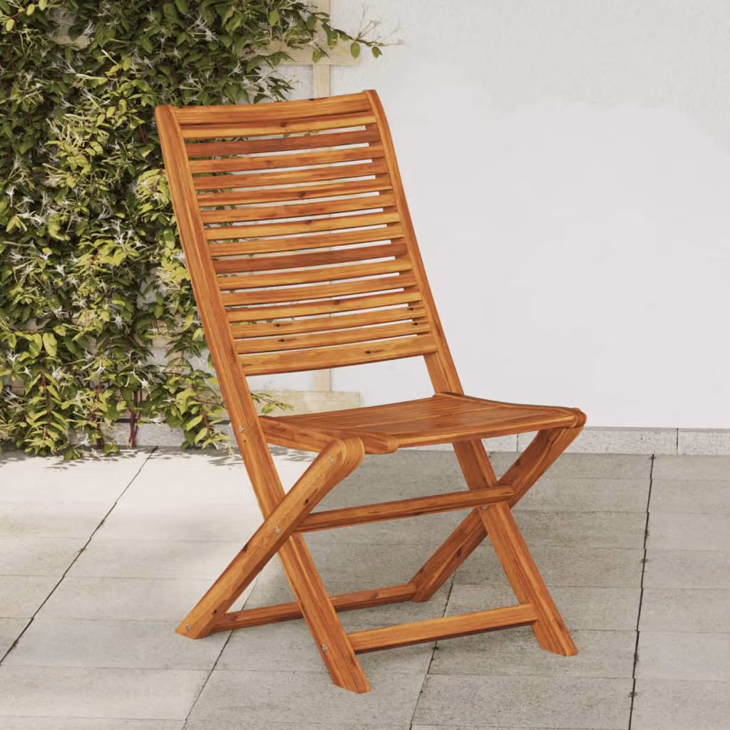 Set di 2 sedie pieghevoli vidaXL in legno di acacia oliato marrone per giardino