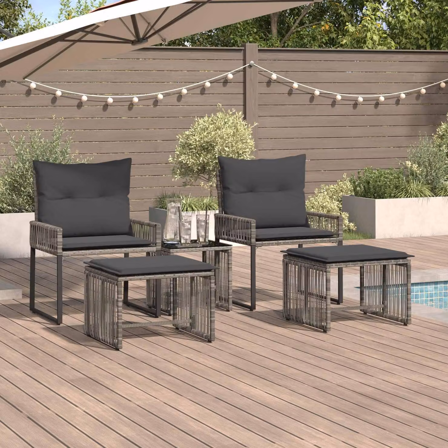 Maison Exclusive - Set di mobili da giardino, 11 pezzi, grigio e grigio scuro, in rattan sintetico