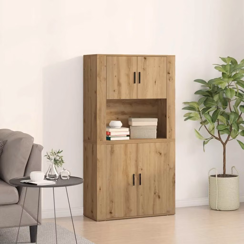 Credenza moderna vidaXL in legno e metallo color marrone L: 80 cm, P: 33 cm, H: 150 cm