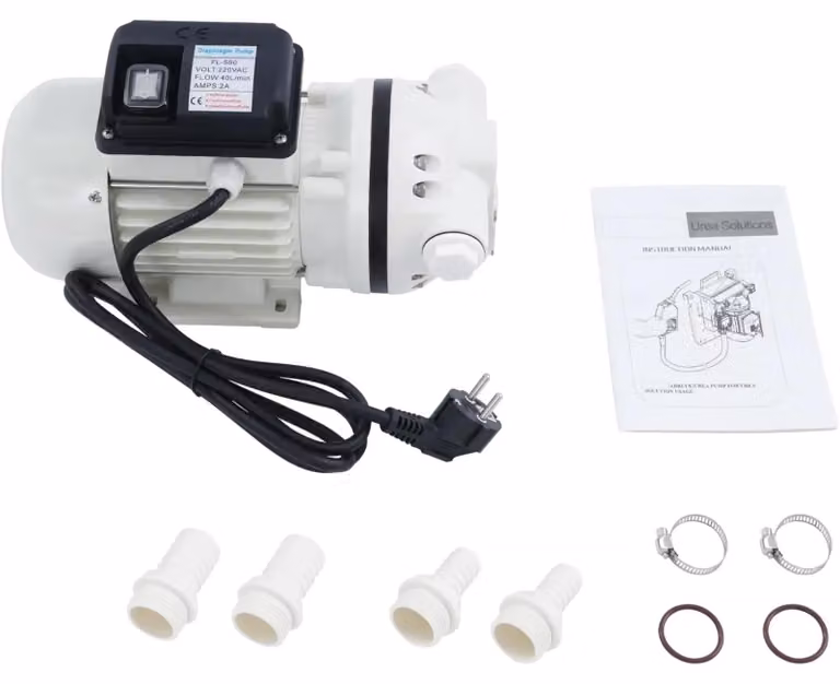 Pompa liquida elettrica - Pompa a ingranaggi - 220 V - Spina europea - Connessioni da 1,9/2,5 cm - - Colore: bianco