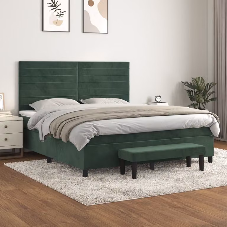 Maison Exclusive - Giroletto a Molle con Materasso Verde Scuro 180x200 cm Velluto