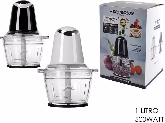 Kaela Tritatutto Elettrico 3in1 da 500 W con Capacità 1 Lt, Bianco