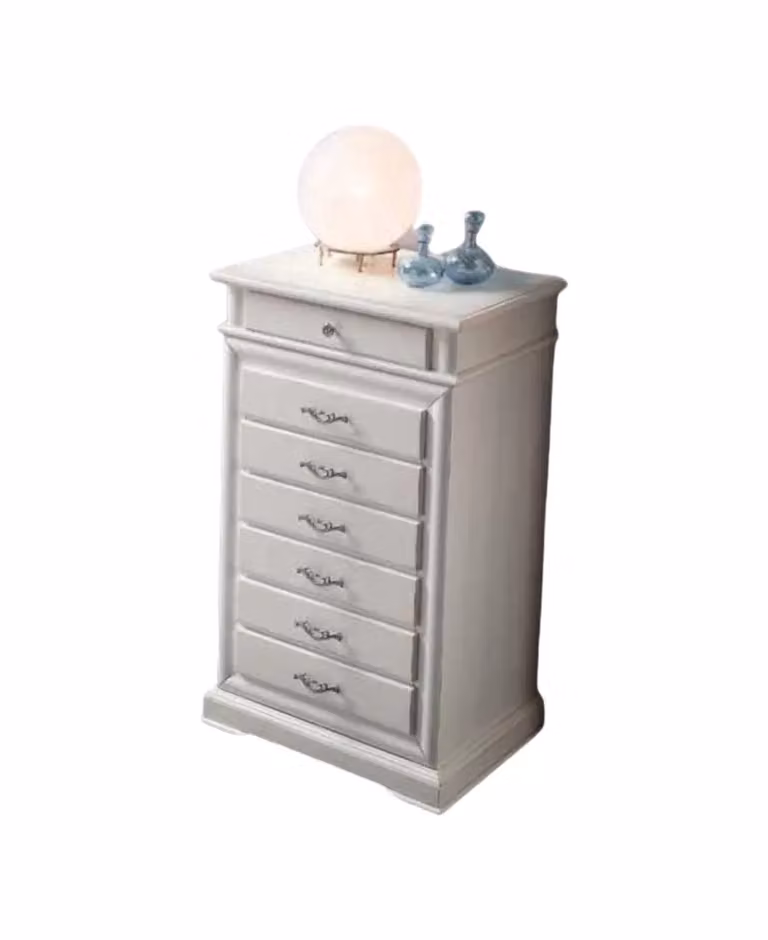 Cassettiera settimanale in legno bianco con 7 cassetti Mobili 2G L/P/H: 71 x 53 x 117 cm