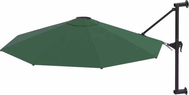 Ombrellone a Muro con Palo in Metallo-Ombrello da giardino 300 cm Verde